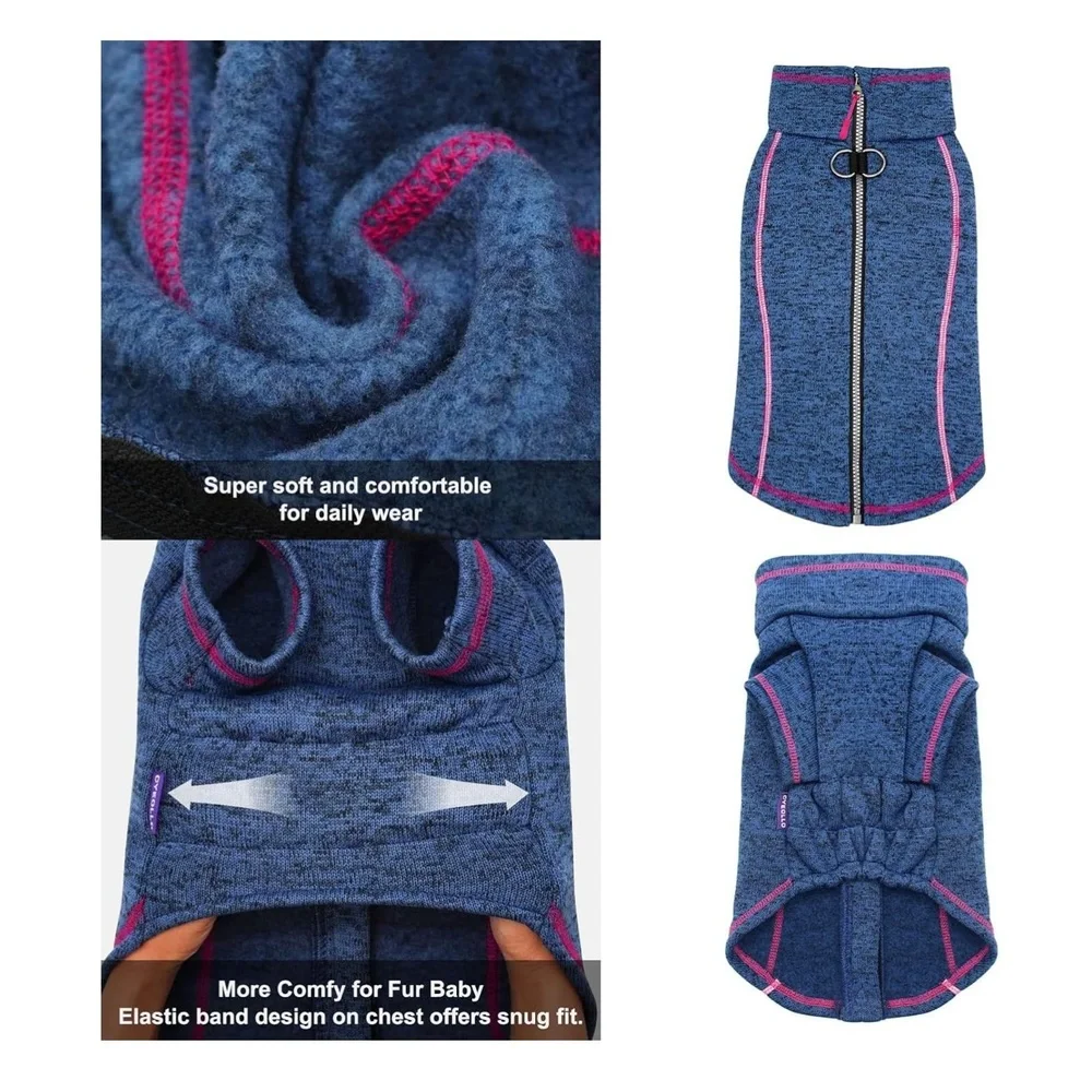 NEW OYEOLLO Dog‎ Jacket Large Heather Blue Reflective Zipper Safety Outdoor - Picture 2 of 6